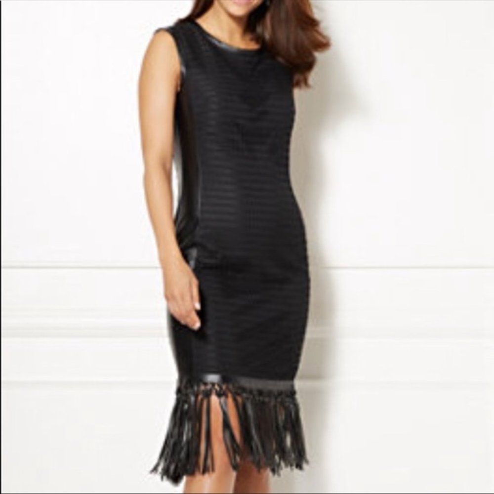 NWT Eva Mendez Ravenna Leather Fringe Dress